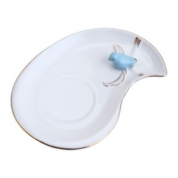 Xicara 90ml Café Porcelana Cute Birds Azul Design Plate
